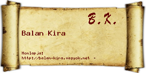 Balan Kira névjegykártya